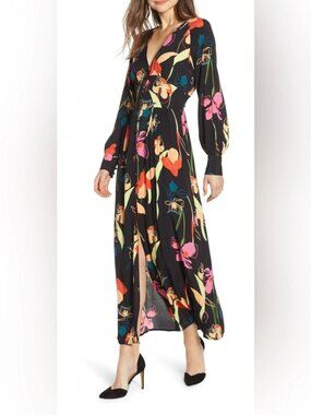 leith ruffle wrap maxi dress Leith Burgandy Ruffled Wrap Maxi Dress, NWT, Small